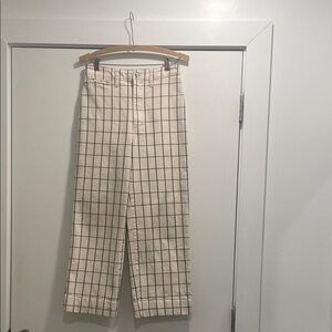 J CREW women’s Cream Checkered Pants cropped 2 4 27